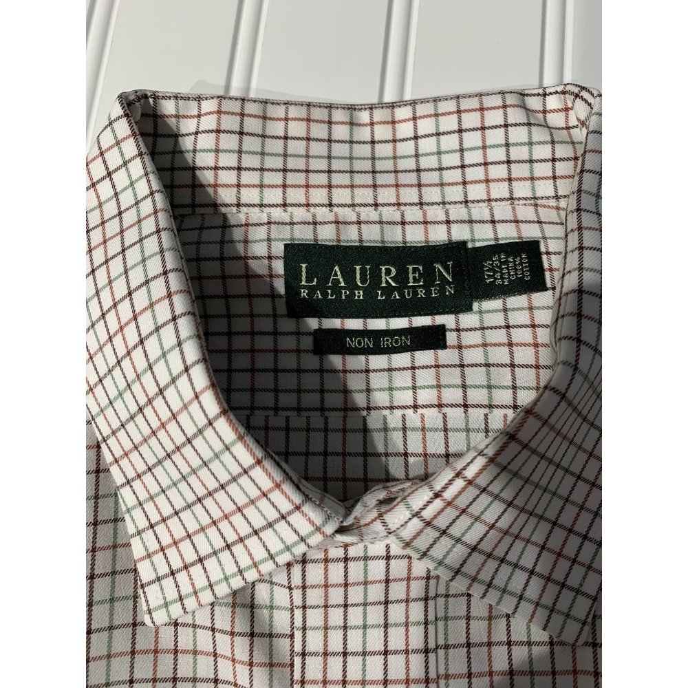 Mens XL Plaid Dress shirt by Lauren Ralph Lauren  17 1/2 x 34/35